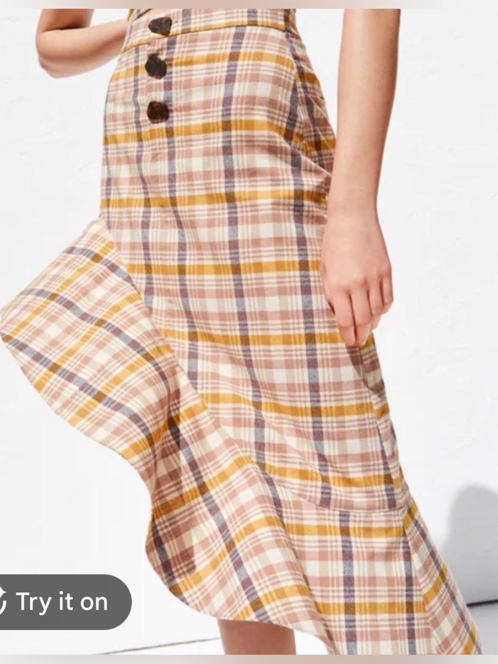 Zara like new Plaid Skirt small maybe cream yellow blue brown rare grail
